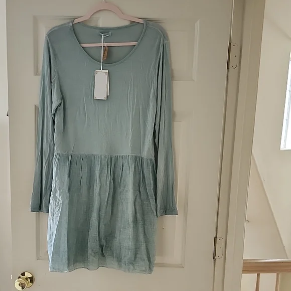 NWT Elegant Light Blue Long Sleeve Dress - Picture 1 of 5